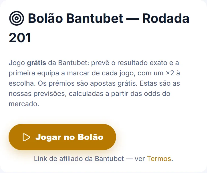 Cartão do Bolão Bantubet com a rodada e o botão Jogar no Bolão