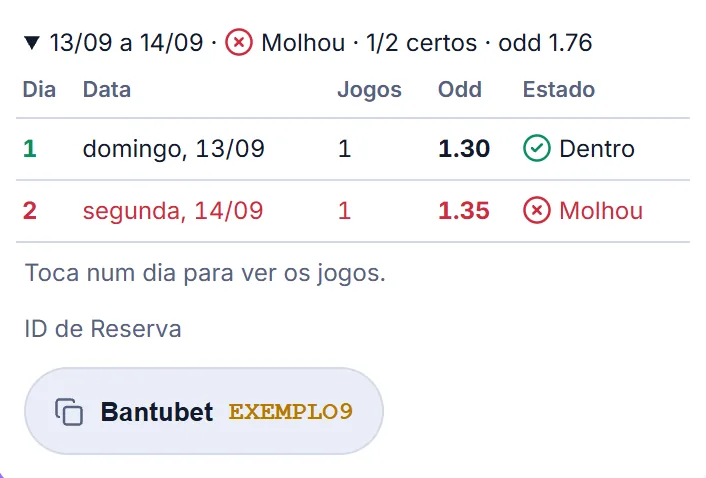Ficha Longa anterior aberta, perdida com um jogo certo e outro errado