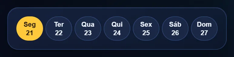 Calendário da semana com o domingo, dia 27, escolhido